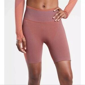 Athleta X Allyson Felix Legend Seamless High Rise Bike Shorts Flora Mauve 6.5” S